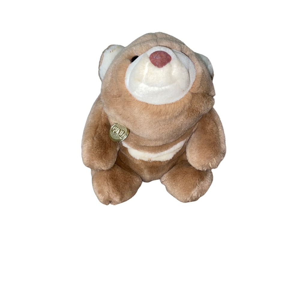Vintage GUND Teddy Bear Plush‎ Gold Medallion 1980 Brown Stuffed Animal